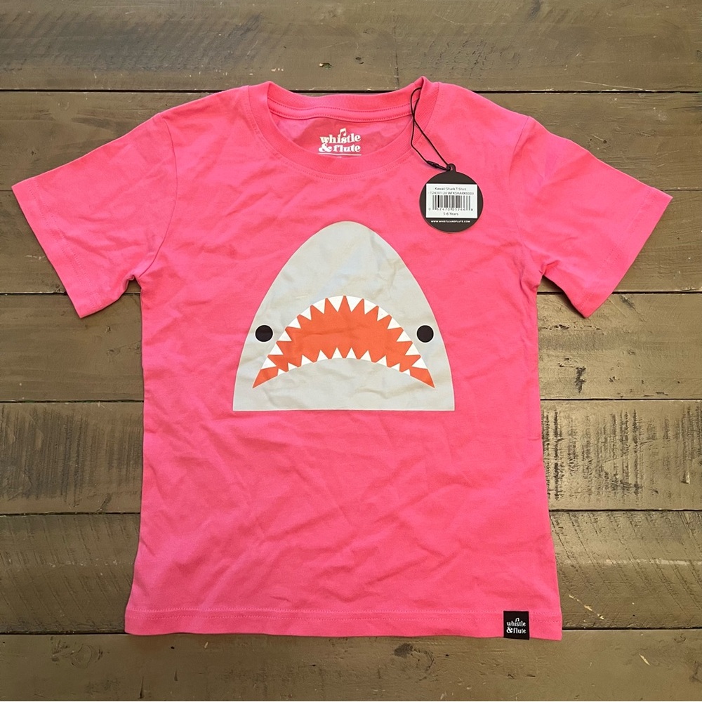 NWT 5/6 Whistle and Flute pink shark decal tee